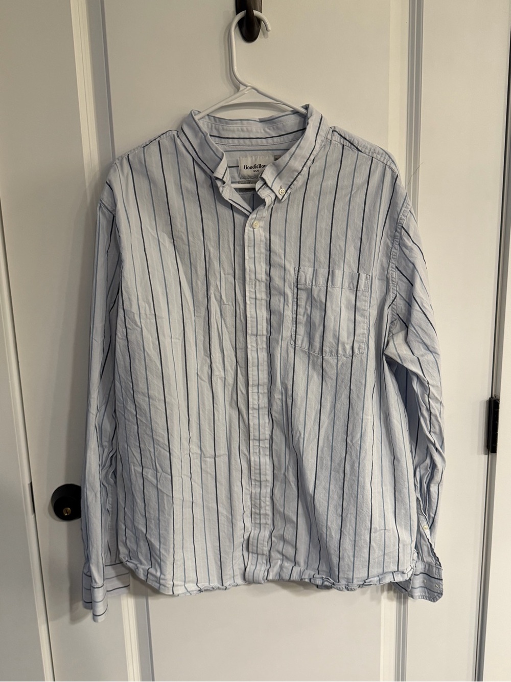 Goodfellow & Co Light Blue Button-Down Shirt with Navy Stripes